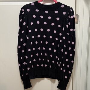 Polka Dot Sweater with Puff Sleeves
